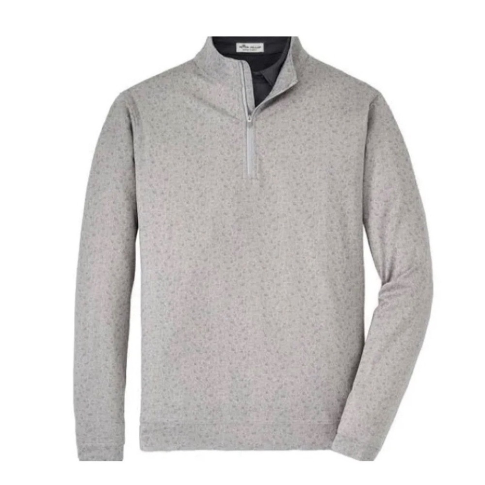 Peter Millar Gray Quarter Zip Pullover Skull Print XXL Preppy Golf Performance